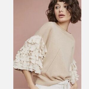 NEW $395 Anthropologie Tabula Rasa Kora Fringed Sleeve Top Size XS Z234-9